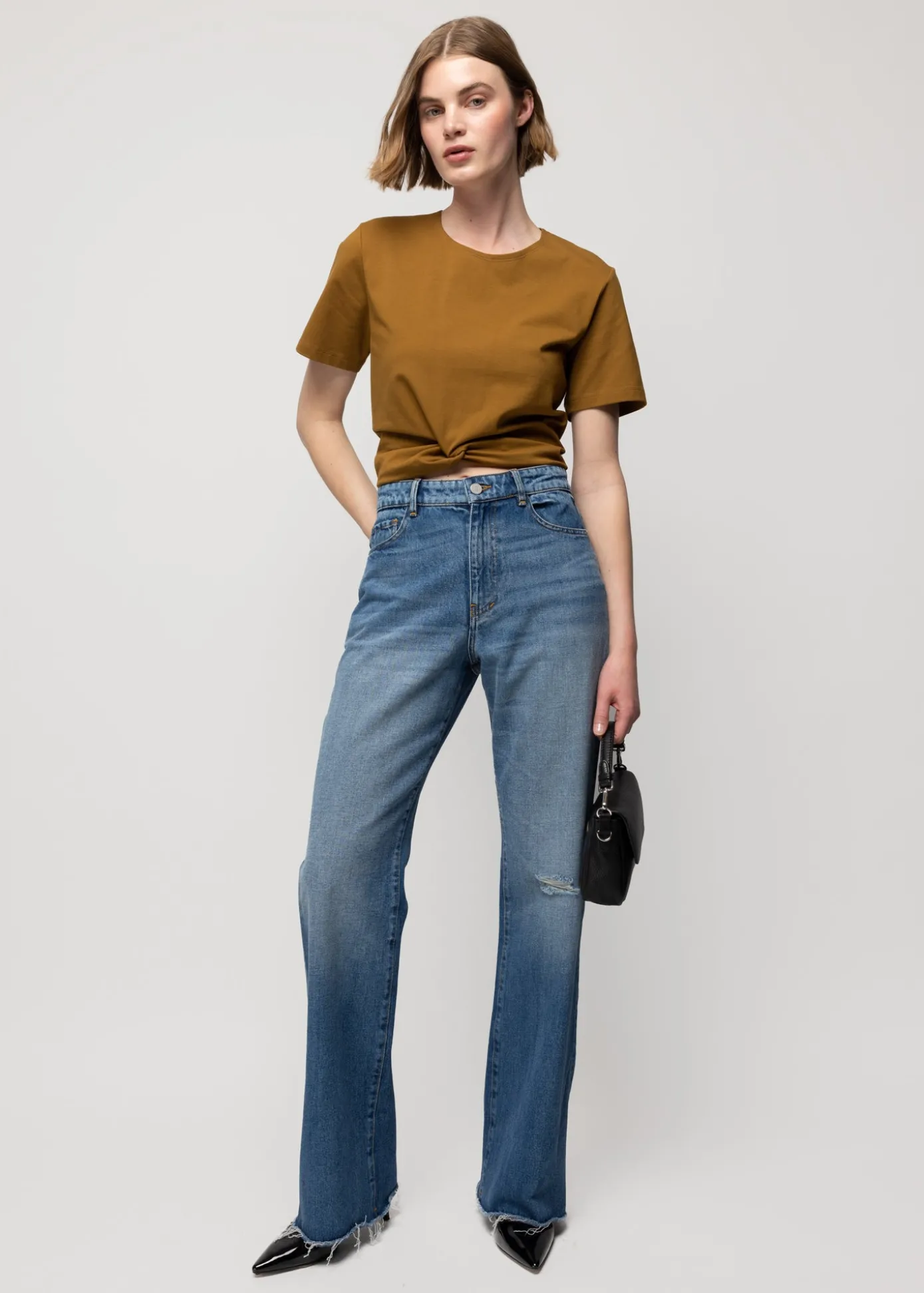 Online Cropped Shirt Met Knoopdetail Vrouw Tops