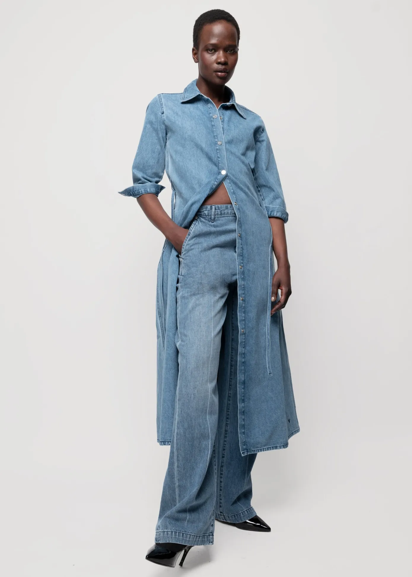 New Denim Midi Jurk Vrouw Jurken