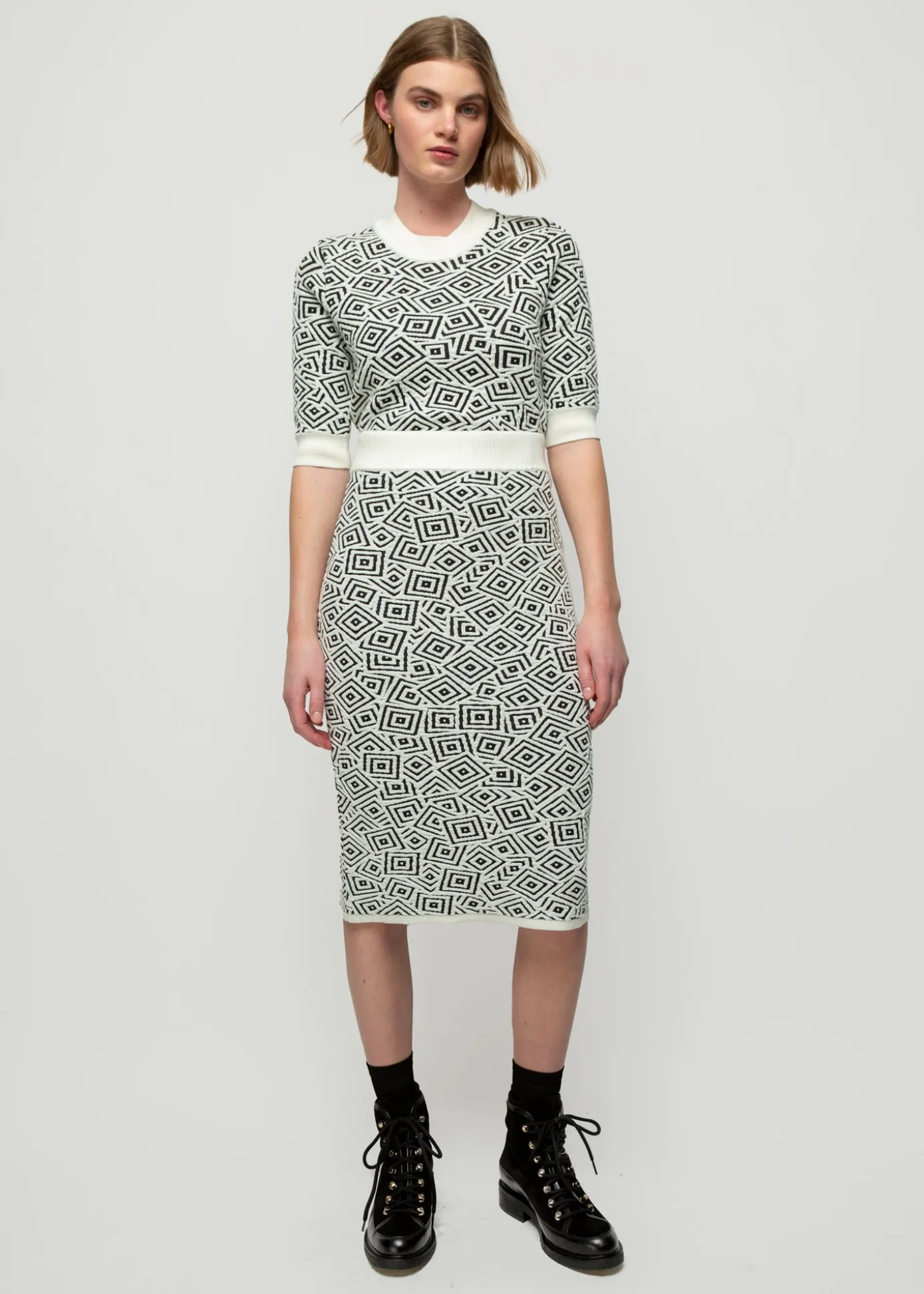 Online Jacquard Gebreide Rok Vrouw Two-Pieces