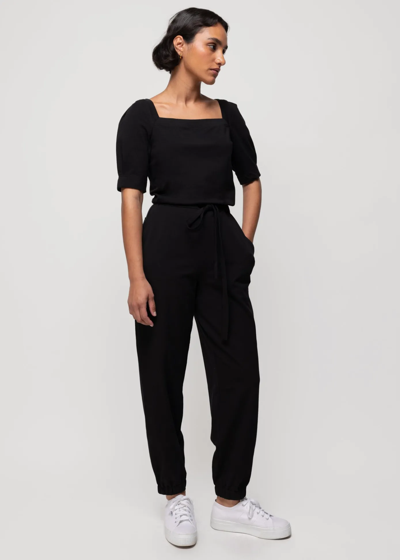 Sale Katoenen Jumpsuit Met Vierkante Hals Vrouw Jumpsuits