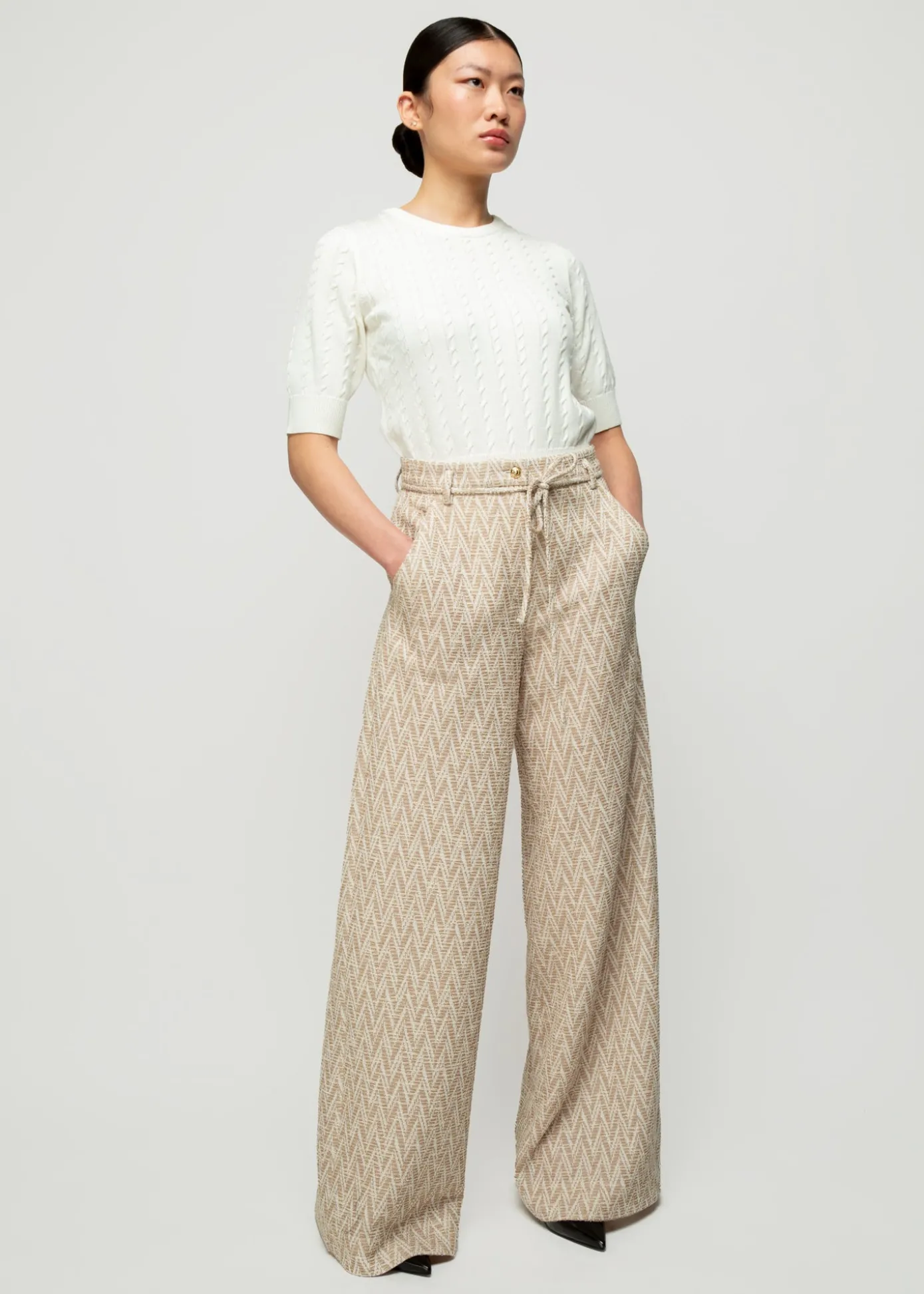 Cheap Pantalon Met Zigzag Structuur Vrouw Broeken